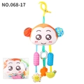 Plush monkey stroller toy with yellow hook and sensory teething charms in original packaging - Monkey Stroller Bed Bell Style