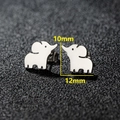 Silver-colored stainless steel elephant stud earrings with 10mm x 12mm dimensions - Elephant / Silver