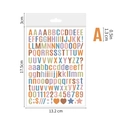 Detailed size specifications for waterproof 0.5 inch alphabet and number sticker sheet - Bold Alphabet Morandi (P101)