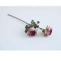 Artificial 2-head Austin rose in dried pink vintage style for home table decoration - Wine Red