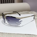 Occhiali da sole a fiamma senza montatura con lenti sfumate blu viola e montatura oro - Montatura Argento Lenti Grigio Sfumato