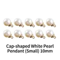 Lot de 10 breloques perles blanches avec calotte dorée et anneau pour bijoux DIY 10 mm - Pendentifs Perles Blanches 10pcs
