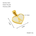 Detailed size specifications for heart-shaped gold-plated stainless steel letter A pendant - Letter A (Single Pendant)