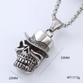 Detailed view of silver skull in top hat pendant showing dimensions 33mm and 22mm - Style A Single Pendant