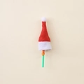 Primer plano de mini gorro de Papá Noel con tallo verde para decoración de Navidad - Estilo Gorro para Piruleta