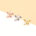 Gros plan de boucles d'oreilles étoile en acier inoxydable et cristaux de zircone - 4# Étoile à Cinq Branches