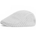 Klassieke witte gebreide mesh baret met ademende holle structuur voor de zomer - Verstelbaar / Wit