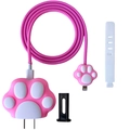 Pink and white cat paw silicone protective case kit for iPhone 18W/20W power adapter - Cat Paw / Five-Piece Set