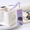 Cute purple glitter acrylic ruler with celebrity portrait, metal chain and matching pen - Star Ruler - Purple