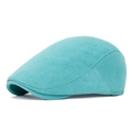 Casual light green corduroy newsboy cap for men and women featuring a warm knit texture - Fluorescent Green