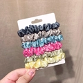 Five-piece high-elasticity satin scrunchies set in multi-color on a display card - 3# Vibrant Mixed Color Set (5-Pack)