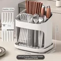 Vertical transparent white drain utensil holder with 10 pairs of alloy chopsticks - With 10 Pairs Chopsticks / Clear White