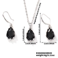 Dettaglio del set di gioielli a goccia nera con misure di collana e orecchini - Nero