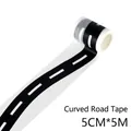 5cm x 5m curved road surface tape with black and white dotted lines for DIY toy tracks - Curved Road Surface Tape