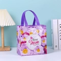 Paarse non-woven geschenktas met Best Mom Ever bloemendesign voor Moederdag-opslag - Stijl 2 (Paars Best Mom ever)
