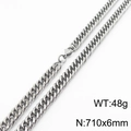 Collana da uomo a catena cubana in acciaio inossidabile lucido 710mm x 6mm argento - 6mm x 710mm (KN232917-ZZ)