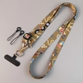 Adjustable brown phone lanyard with cartoon racing car patterns and gold metal clasp - BG Runway