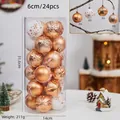 Set van 24 kerstballen van 6cm in champagnegoud en wit in een cilindrische doos - Champagnegoud