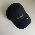 Detailed embroidery of white Dashing lettering and checkered star on black cotton cap - M (56-58cm) / Black