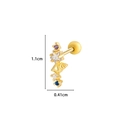 Star and moon gold earring with blue and purple stones, size 1.1cm by 0.41cm - 6# Gold