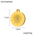 Gold starburst heart pendant with white zircon inlay for DIY jewelry, 1.2cm size - Gold Sunburst Zirconia Pendant (XP21934D0W0)