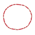 Minimalistisches rotes Glaszylinder- und Goldperlenarmband mit kreisförmigem Design - Hellrot/Goldene Perlen
