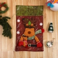 Weihnachtsgeschenkbeutel mit 3D-Rentier-Design und festlichen grün-roten Details - Weihnachtsrentier / 34*57cm