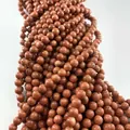 Brins de perles rondes en pierre de soleil brune pour accessoires de bijoux DIY - 4mm (Environ 90 Pcs) / Pierre de Sable d'Or
