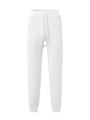 Men's white waffle knit jogger pants with adjustable drawstring waist and ribbed cuffs - S / White