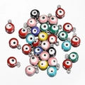 Mix of colorful enamel evil eye charms in gold stainless steel for DIY jewelry making - Mixed-Steel