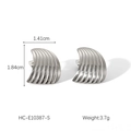Macro view of shell-textured fan earrings with 1.41cm width and 1.84cm height details - Silver (HC-E10387-S)