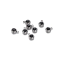 Vue détaillée de pendentifs argentés avec pierres de zircon noir et anneaux de suspension - 20 Pièces / 11.5g / Cadre Couleur Acier / Zircone Noire