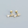 Orecchini in argento 925 dorato con cristalli di zircone rotondi e a goccia d'acqua - Argento 925 / Oro