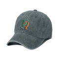 Berretto da baseball in cotone lavato antracite con ricamo verde UQ 1983 - Grigio