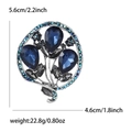 Elegante spilla in lega con strass blu e grigi a forma di fiore a palloncino, alta 5.6cm - Blu