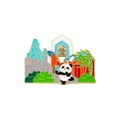 Calamita da frigo in smalto con panda e Università Tsinghua con metallo dorato e design colorato - Vicolo del Bambù-Calamita