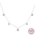 Minimalistische S925 Sterlingsilberkette mit Muschel- und blauen Zirkonia-Anhängern - Meeresmuschel Bunter Zirkonia Stil (SCN454) / 925er Silber