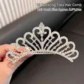 Sparkling silver crown hair comb with white rhinestones for girls, size 6.6x5.9cm - #1 Sparkling Crown Comb