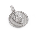 Hip hop silver lion head circle pendant with sparkling micro-inlaid zircon crystals - Silver Lion Head Pendant Only (KP100510-K)