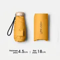 Mini yellow UV-blocking flat umbrella with portable pouch and UPF 50+ protection - Flat 5-Fold Style / Black Coating Sun Protection / Lemon Yellow