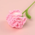 Handmade pink and white crochet carnation flower bouquet with green knitted leaves - Finished Carnation Stems (gradient Light Pink)