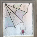 Décoration d'angle en vitrail coloré toile d'araignée avec pendentif araignée rose - Style D