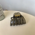 Smoky grey transparent pumpkin hair claw clip for thick hair with gold spring detail - Transparent Black 1