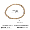 Two-tone beaded stainless steel bracelet with silver and gold spheres and waterproof design - Gold and Silver Two-Tone Bead Bracelet (JDB2409021-PS-1)