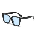 Oversized square black frame sunglasses with transparent light blue lenses for fashion - Black Frame Blue Lens