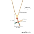 Letter X pendant necklace in gold finish with colorful cubic zirconia and titanium steel chain - Letter X