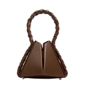 Brown geometric handbag with twisted rope handle and unique triangular leather design - Brown