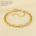 Pulsera de eslabones de acero inoxidable bañada en oro de 18K con cierre de langosta - Cadena de Alambre Cuadrado (Cadena de Clip) / Color Acero