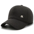 Gorra de béisbol de invierno gris oscuro para hombre con forro polar y logo metálico - Ajustable / Gris