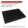 Black velvet jewelry display tray for earrings and studs with four slotted channels - Large Stud Earrings Tray